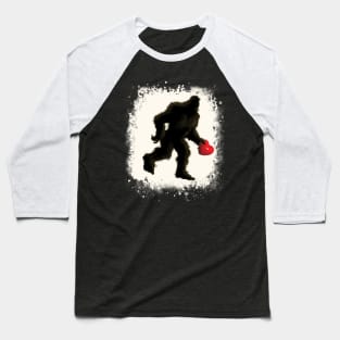 Bigfoot Sasquatch Valentines Red Heart Baseball T-Shirt